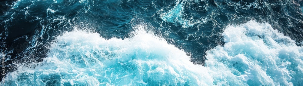 Aerial View of Ocean Waves, Whitecaps and Deep Blue Water. Aerial View of Ocean Waves, Whitecaps and Deep Blue Water.