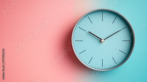 Wallpaper Mural 3D rendering of a clock on a pink and blue background. Torontodigital.ca