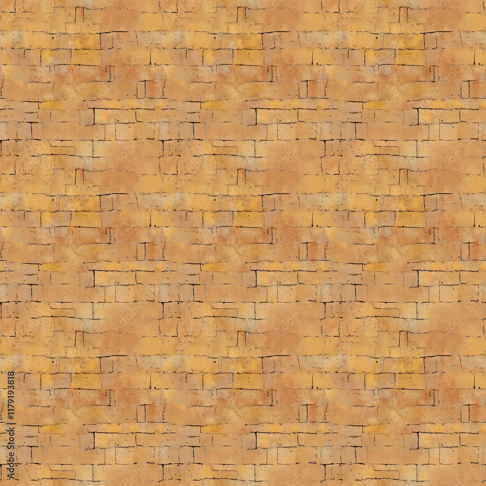 Obraz premium Seamless textured background of weathered orange stone bricks.