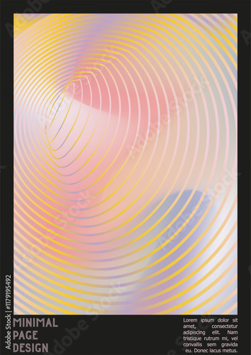 Geometrical Poster Design with Optical Illusion Effect. Minimal Psychedelic Cover Page Collection. Colorful Wave Lines Background. Fluid Stripes Art. Swiss Design. Vector Illustration for Report.