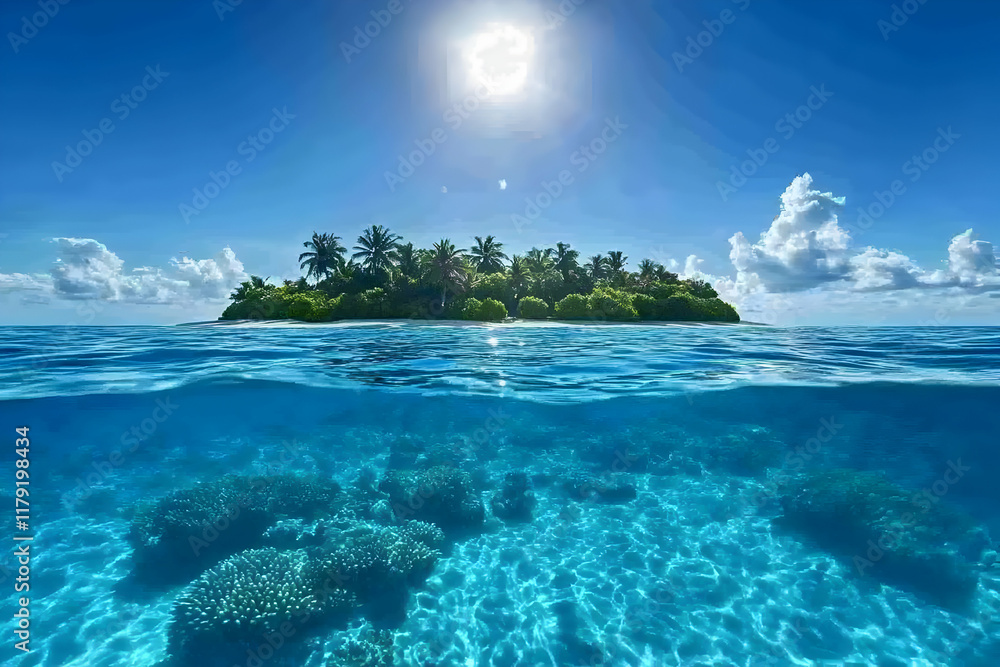 Fototapeta premium Tropical Island Paradise: Underwater Scene