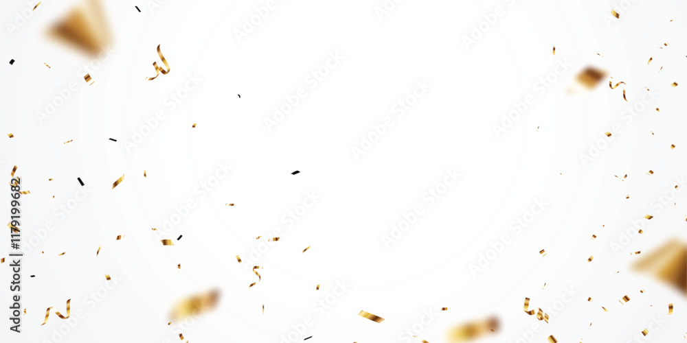 Gold confetti and ribbon banner, isolated on transparent background Gold confetti and ribbon banner, isolated on transparent background