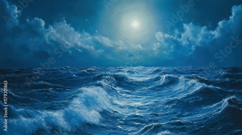 Wallpaper Mural Moonlit ocean waves at night. Torontodigital.ca