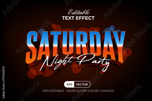 Retro Text Effect Saturday Night Party Style. Editable Text Effect.