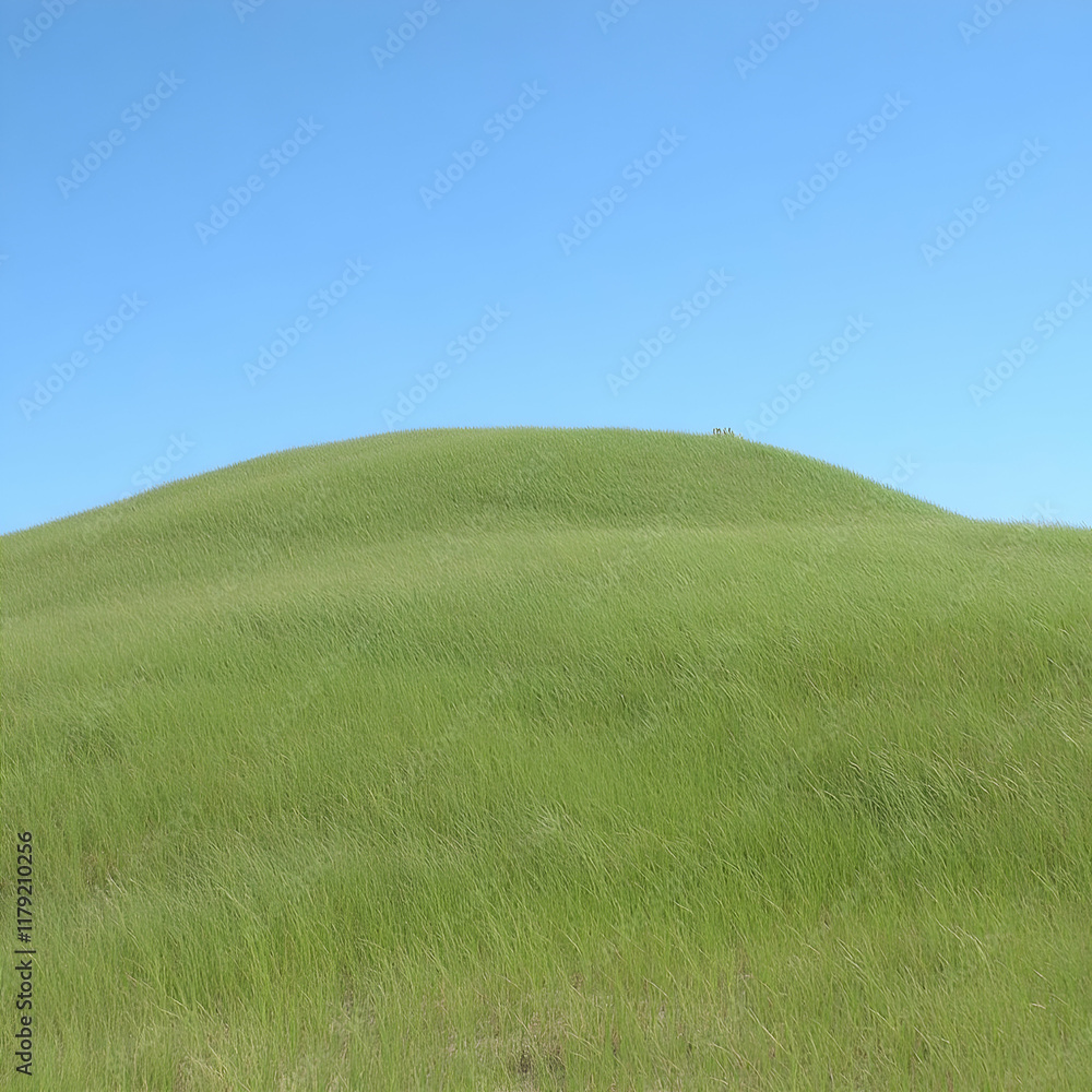 Fototapeta premium Serene Grassy Hill Landscape Image