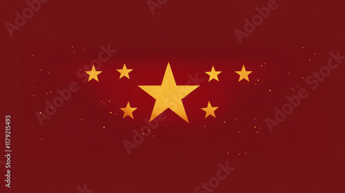 China national communist country red banner with five yellow stars isolated. Vector republic country official flag, independence freedom asian national sign, Chinese symbol of communism patriotism