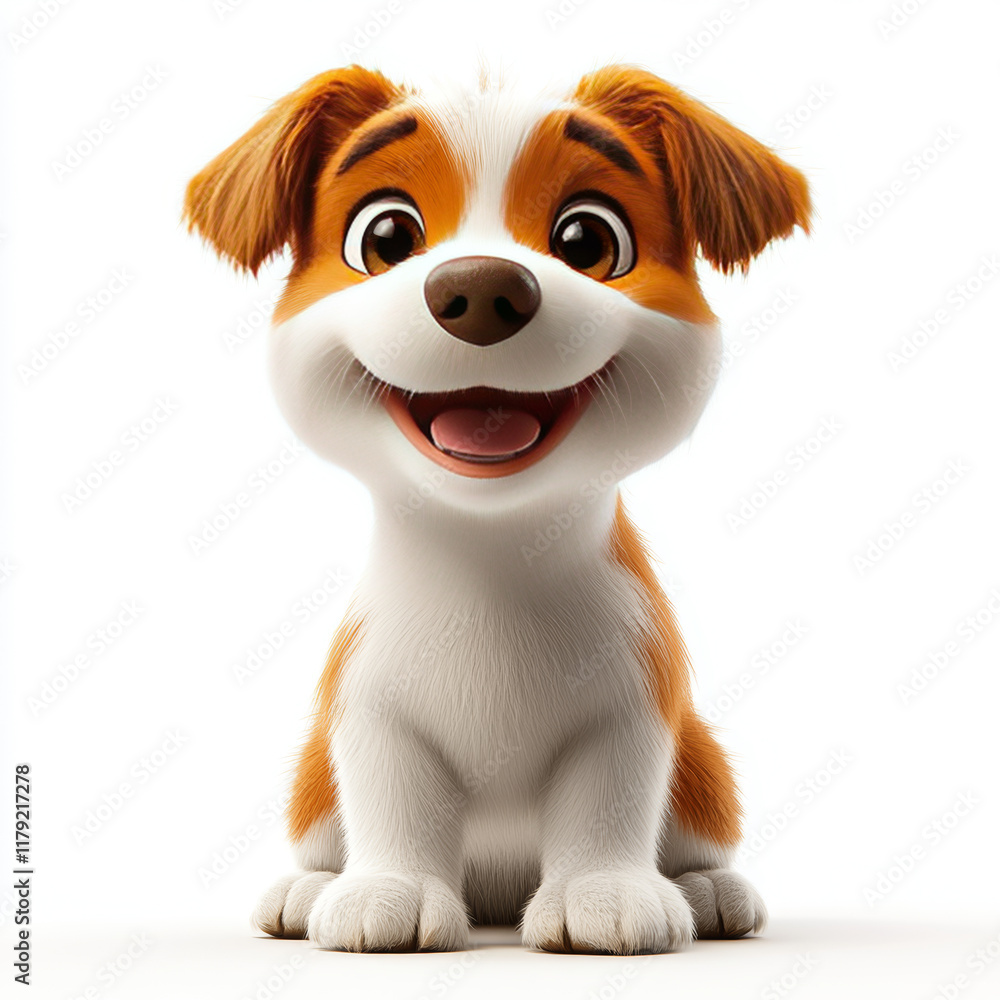 Obraz premium Cheerful Animated Dog Character With Bright Eyes and Fluffy Fur