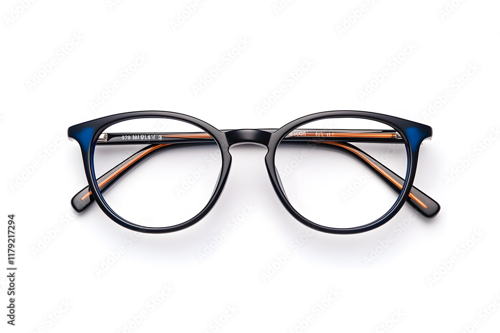 Fototapeta premium A pair of classic, black-rimmed eyeglasses isolated on white background