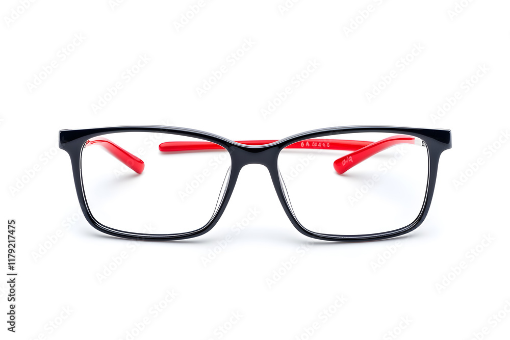 Fototapeta premium A pair of classic, black-rimmed eyeglasses isolated on white background