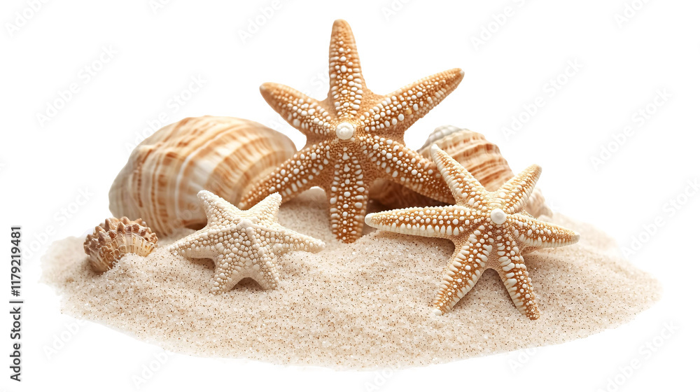 Golden Beach Sand Texture Isolated on White Background