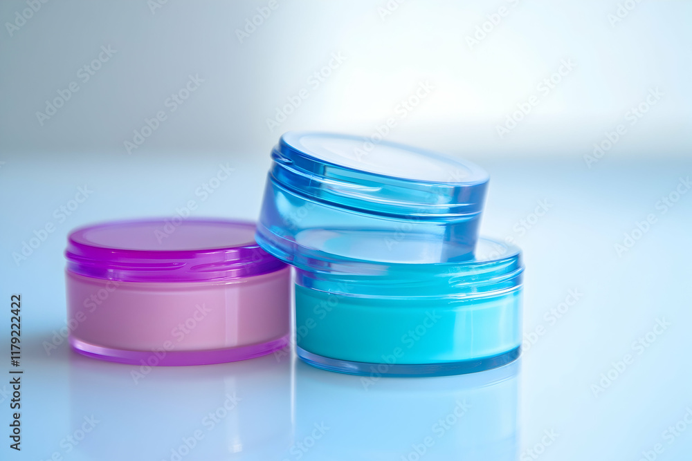 Plastic cosmetic container isolated on a clean white surface Plastic cosmetic container isolated on a clean white surface
