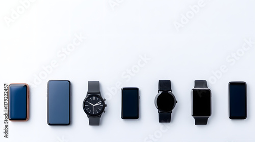 Smart devices featuring smartphones, smartwatches, and IoT technology, illustrating the interconnectedness and convenience of modern technology in daily life, enhancing productivity and lifestyle thro photo