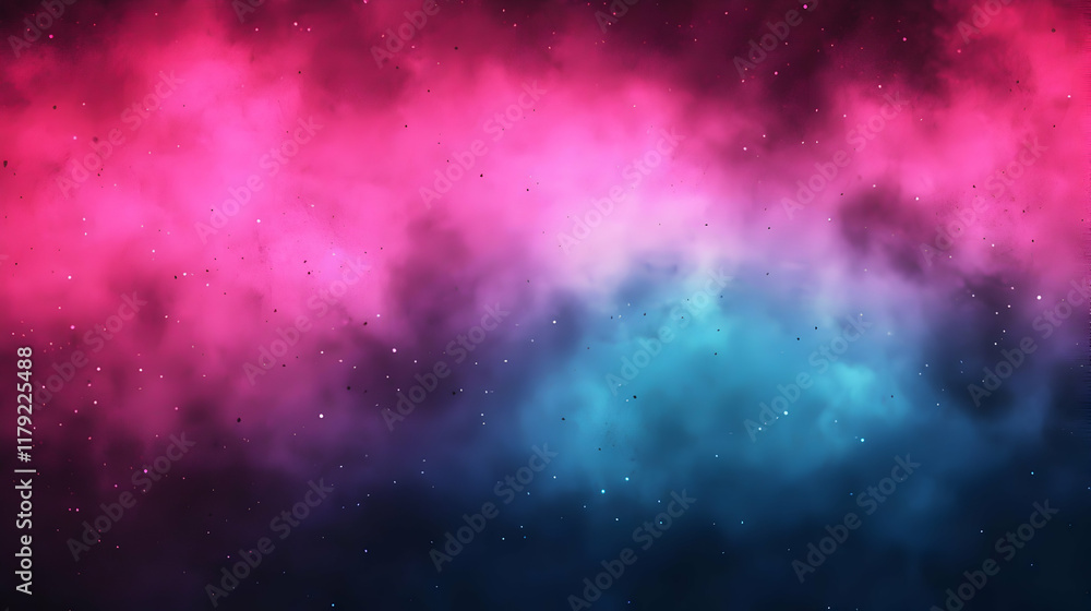 Fototapeta premium Abstract Background with Pink and Blue Nebula Clouds and Glitter Particles