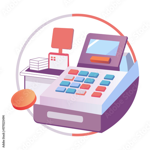 A flat illustration of cashier register 

