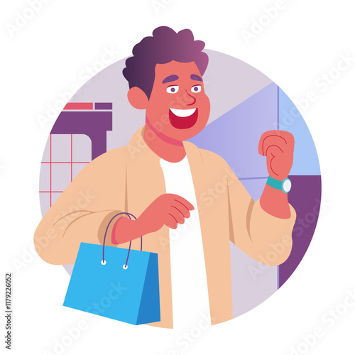 A flat illustration of happy purchaser 

