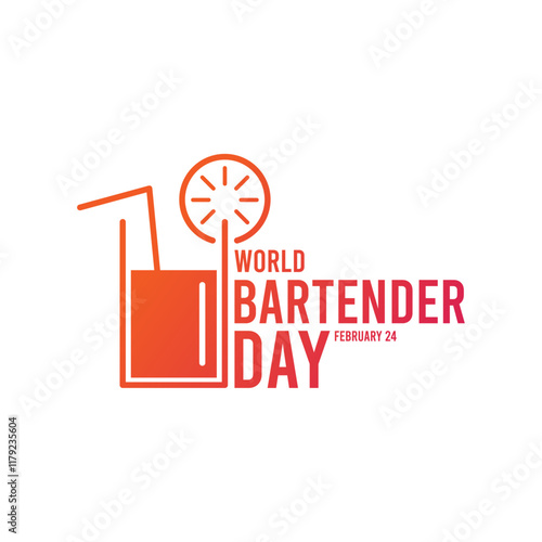 Vector Illustration of World Bartender Day. February 24. Gradient. White background. Drink icon. Flat design vector. Poster, banner, card, background.