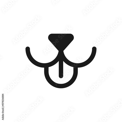 Dog mouth line icon with tongue out.
