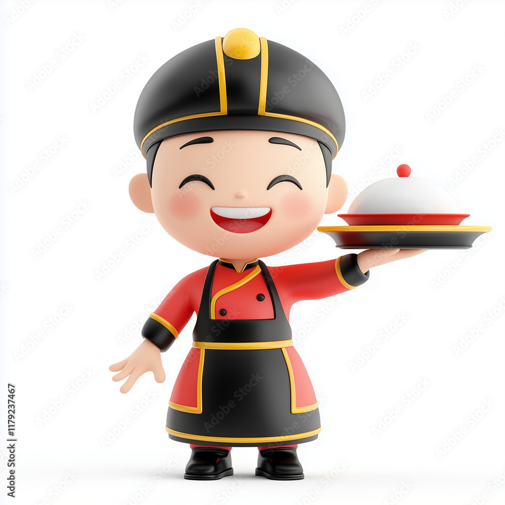 The cartoon illustration of waiter and waitress for restaurant The cartoon illustration of waiter and waitress for restaurant