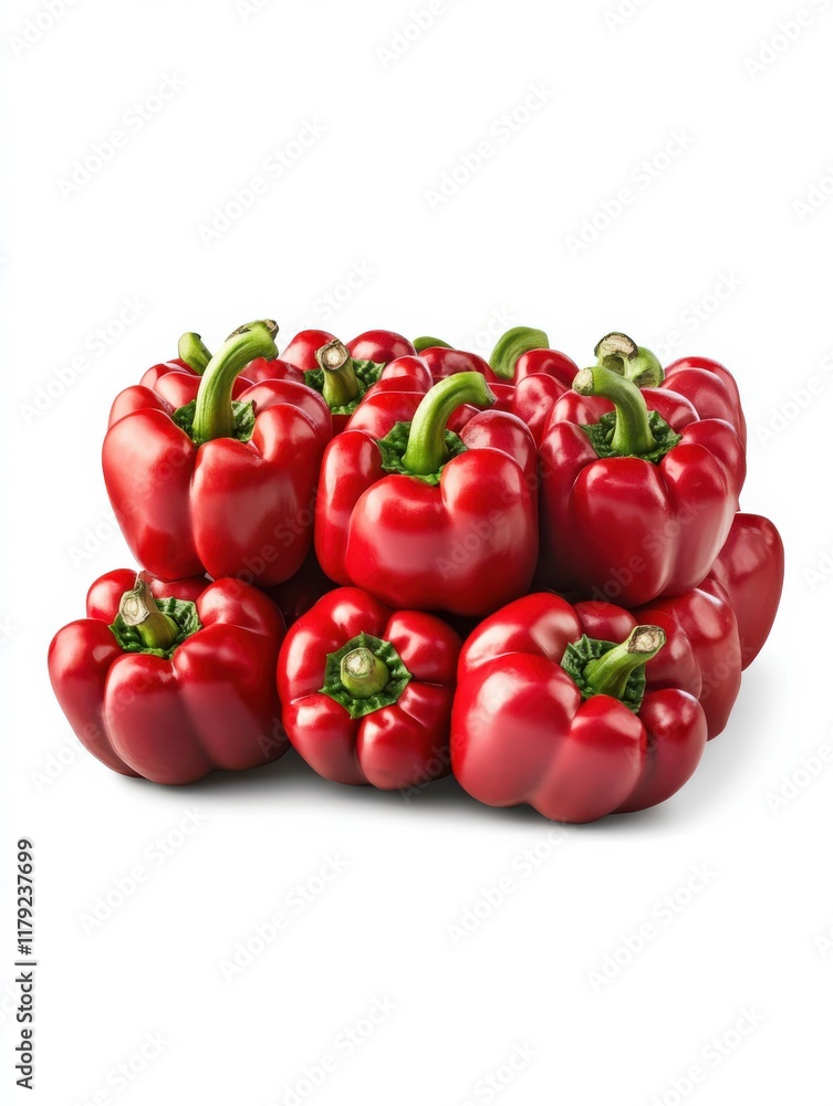 A vibrant display of fresh red bell peppers arranged in a neat stack, featuring bright colors and smooth textures, perfect for culinary or health-related topics A vibrant display of fresh red bell peppers arranged in a neat stack, featuring bright colors and smooth textures, perfect for culinary or health-related topics