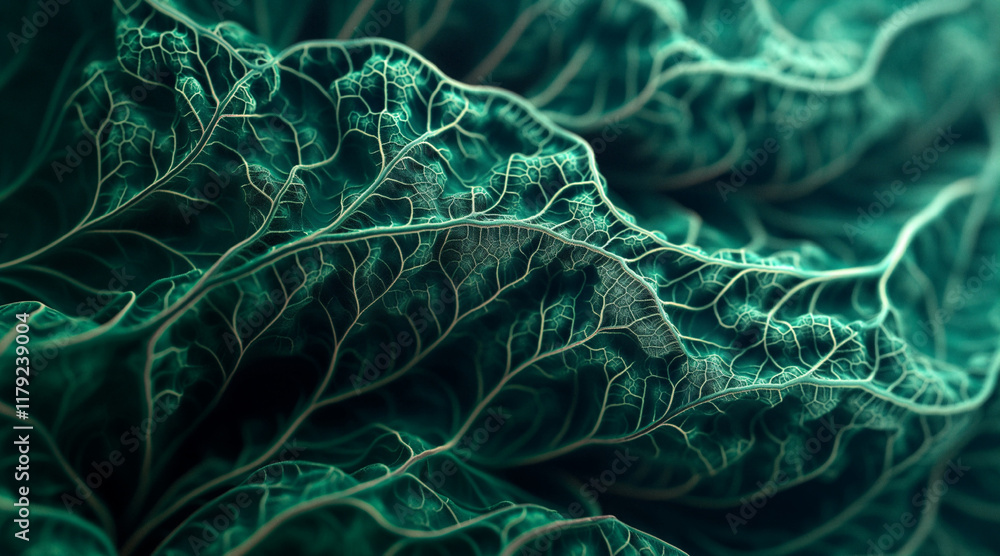 Obraz premium Intricate Leaf Veins Showcasing Nature's Complex Design in Vivid Detail