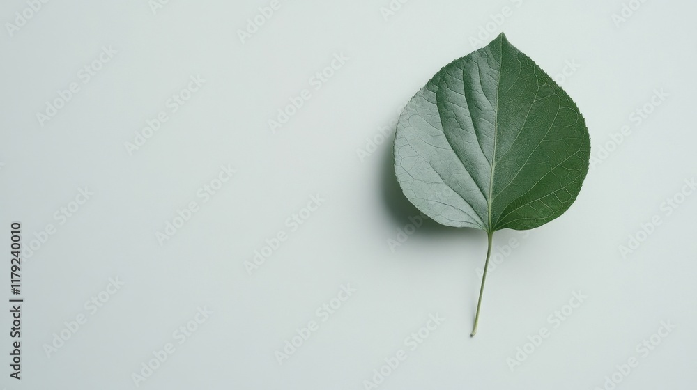 Single Green Leaf on Light Green Background. Single Green Leaf on Light Green Background.
