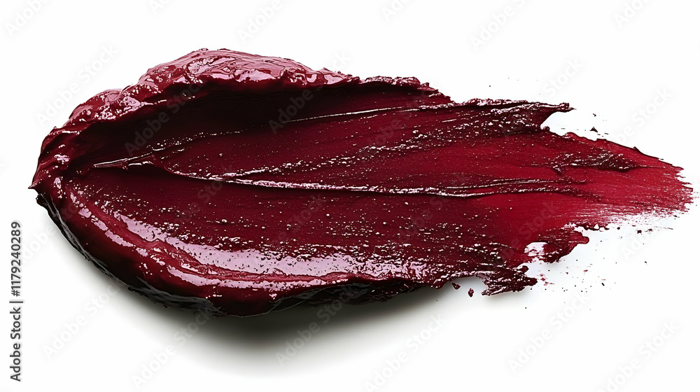 Dark Red Lipstick Smear Creates Textured Abstract Art on White Background Dark Red Lipstick Smear Creates Textured Abstract Art on White Background