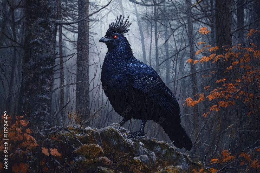 Fototapeta premium WESTERN CAPERCAILLIE MALE IN TAIGA FOREST 