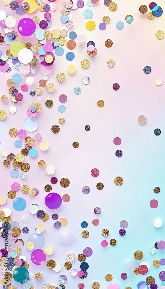 A bright play of colorful confetti on a soft background. A bright play of colorful confetti on a soft background.