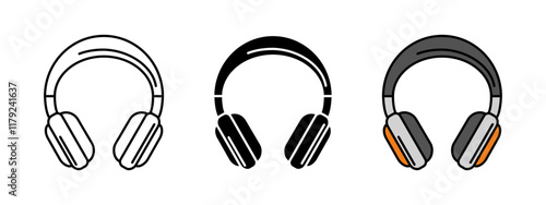 Headphones icon. Earphones vector illustration. Full size wireless headset symbol. Stereo sound audio equipment sign. Gaming device pictogram. Headphones with soft pads colored concept.