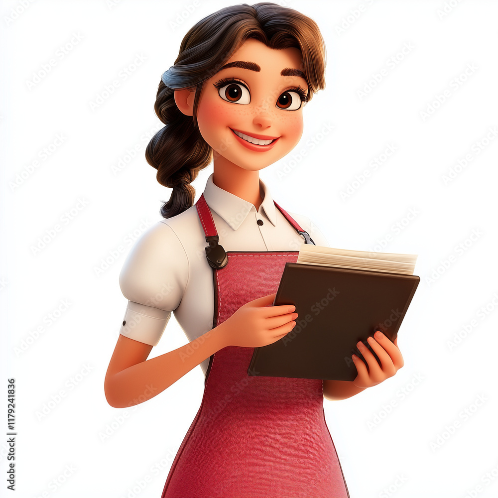 The cartoon illustration of waiter and waitress for restaurant The cartoon illustration of waiter and waitress for restaurant