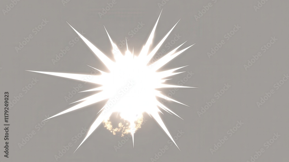 Fototapeta premium Bright Explosion with Radiating Light Effects Against a Light Grey Background for Creative Projects