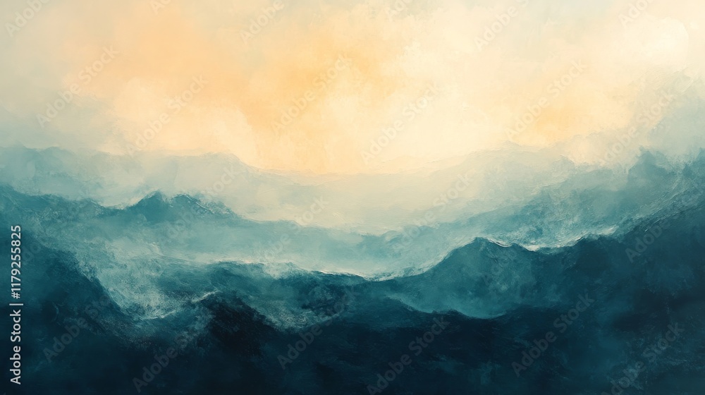 Serene Mountain Range Underneath a Soft Sunrise Sky Serene Mountain Range Underneath a Soft Sunrise Sky