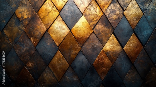 Wallpaper Mural Geometric Gold and Bronze Metal Tile Wall Torontodigital.ca
