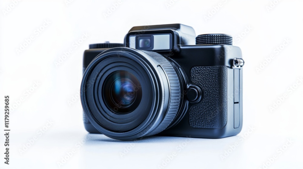 High-definition action camera with wide lens, isolated on a white background High-definition action camera with wide lens, isolated on a white background