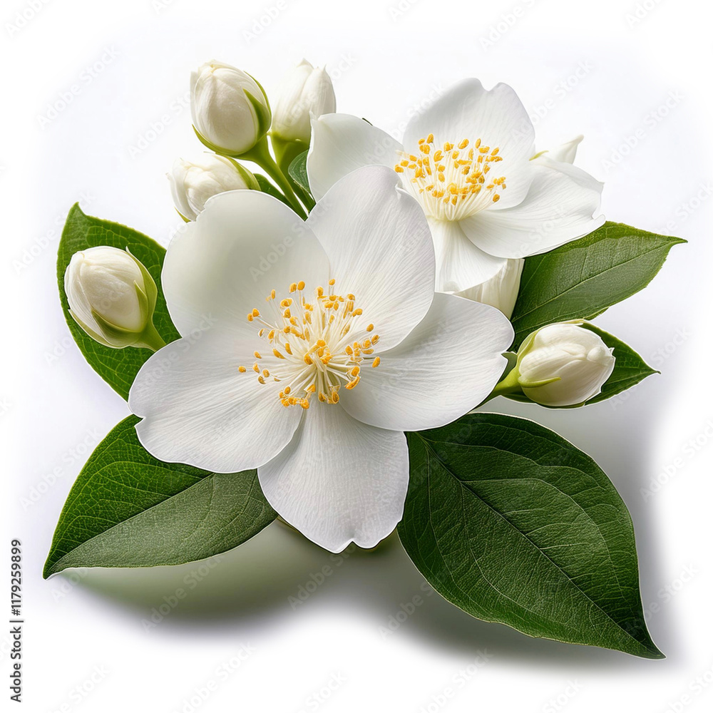 Fototapeta premium A delicate white jasmine flower cluster