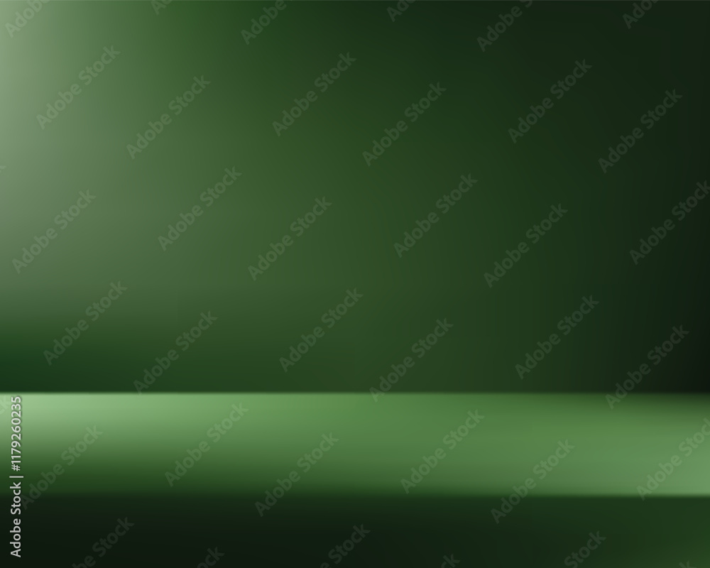 Empty dark green studio background. Empty room with light effect. Space for selling products, backdrop, wallpaper, background. Vector illustration. Empty dark green studio background. Empty room with light effect. Space for selling products, backdrop, wallpaper, background. Vector illustration.