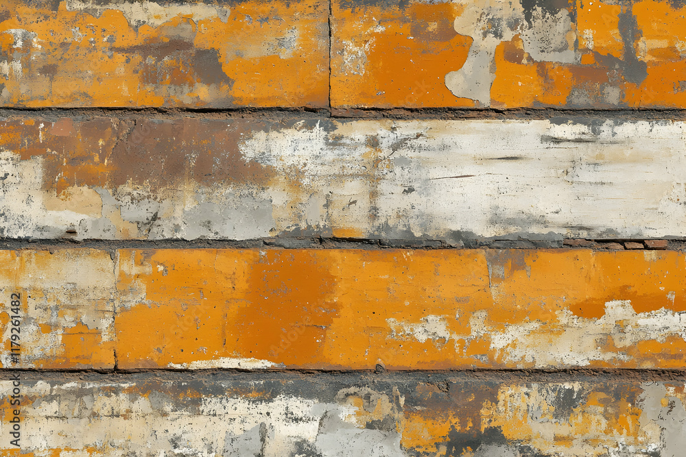 Fototapeta premium Seamless orange subway brick wall texture with rustic and grunge detailing, ideal for architectural materials