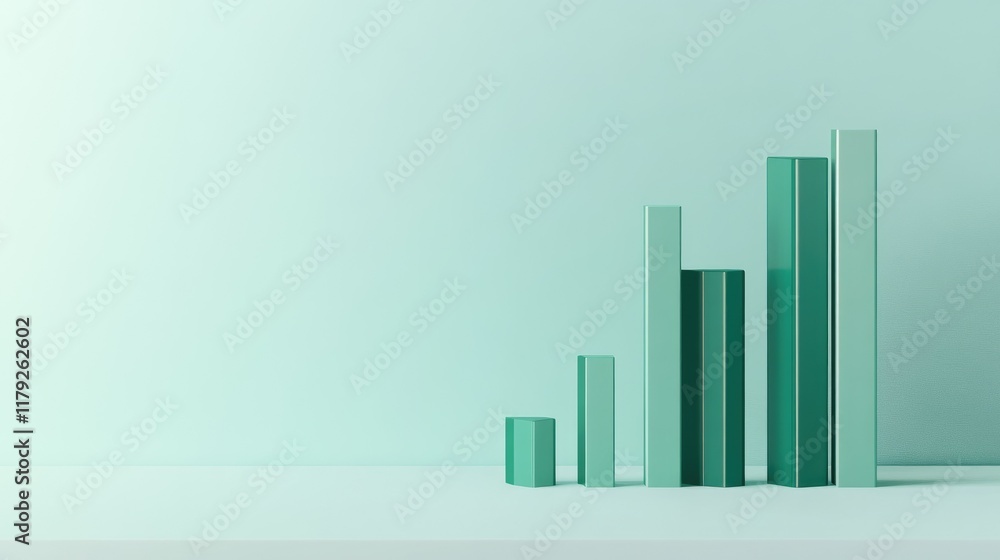 Professional bar graph with green quarterly sales bars ascending, displayed on a clean white background, representing positive business projections Professional bar graph with green quarterly sales bars ascending, displayed on a clean white background, representing positive business projections