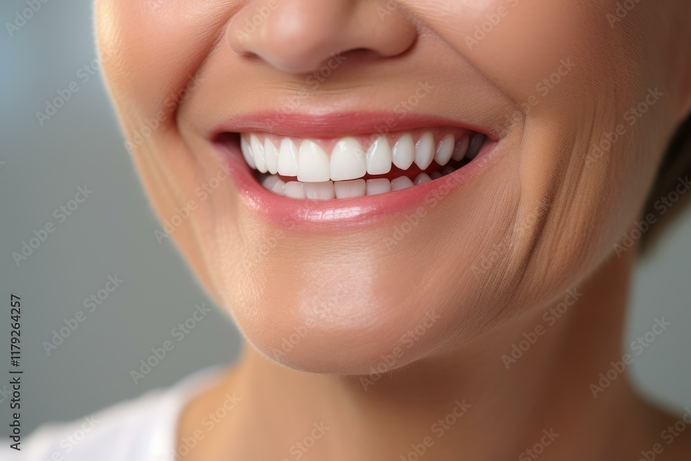 Obraz premium Woman showing perfect smile with white healthy teeth