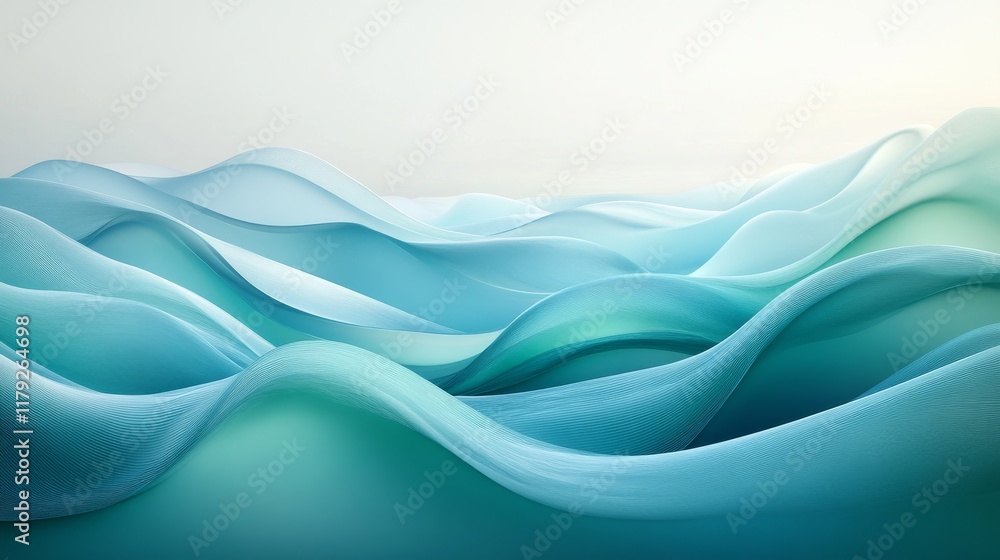 Fototapeta premium Abstract Blue Waves Flowing Seamlessly Across