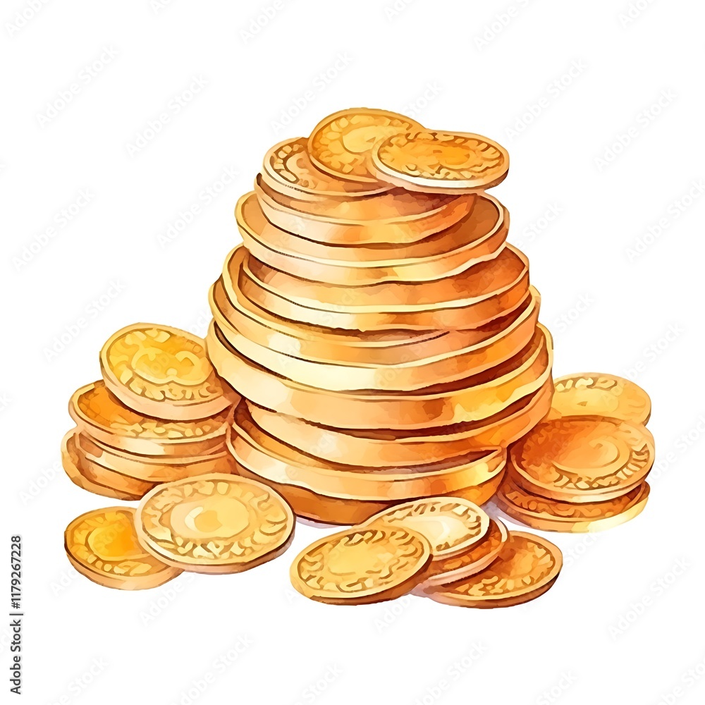 Gold coins stack representing wealth and prosperity for diwali celebration Gold coins stack representing wealth and prosperity for diwali celebration
