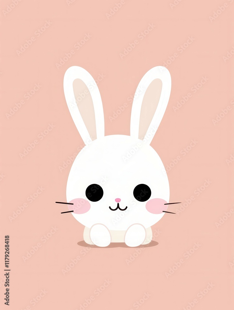Cute minimalist cartoon bunny on pink background. Cute minimalist cartoon bunny on pink background.