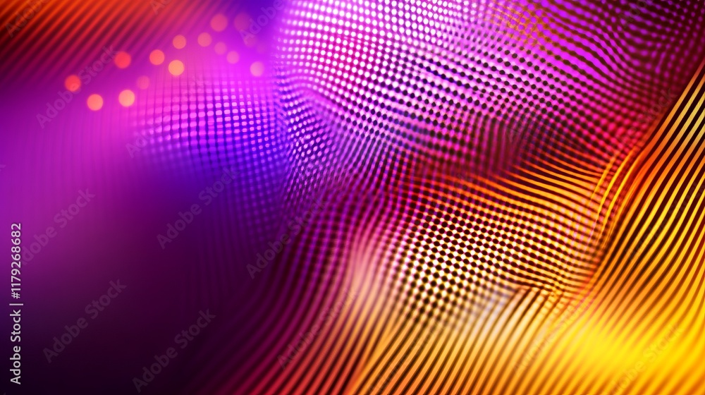 Abstract colorful wave pattern with a gradient of purple, orange, and yellow hues. Abstract colorful wave pattern with a gradient of purple, orange, and yellow hues.
