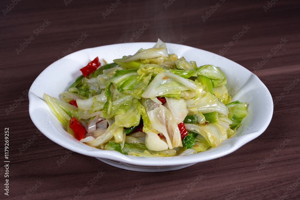 Pickled pepper and lotus flower white on a plate Pickled pepper and lotus flower white on a plate