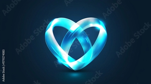Heart-shaped female hands, Velentine Concept. Illuminated Heart Shape with Blue Light Effects