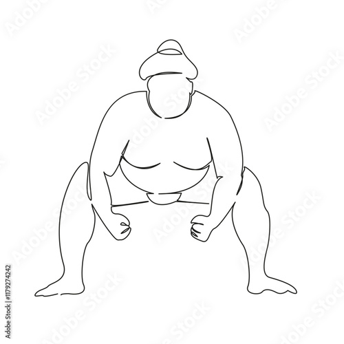 One continuous single drawing line art flat doodle sumo, wrestling, sport, religion, betting, japan lifestyle stand. Isolated image hand draw contour on a white background, hand drawn, not AI