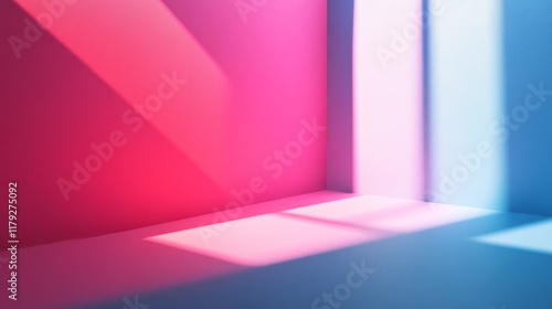 Pink and blue corner room bathed in sunlight