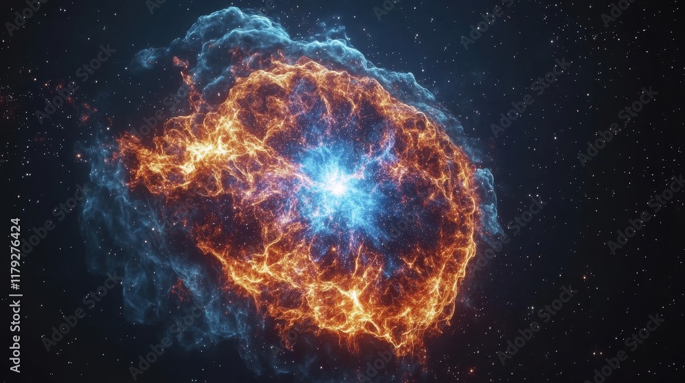 Fiery Nebula Celestial Collision of Cosmic Energy. Fiery Nebula Celestial Collision of Cosmic Energy.