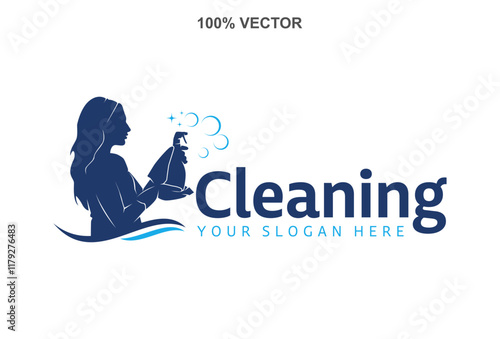 Cleaning Lady Service Woman Maid Logo Template design
