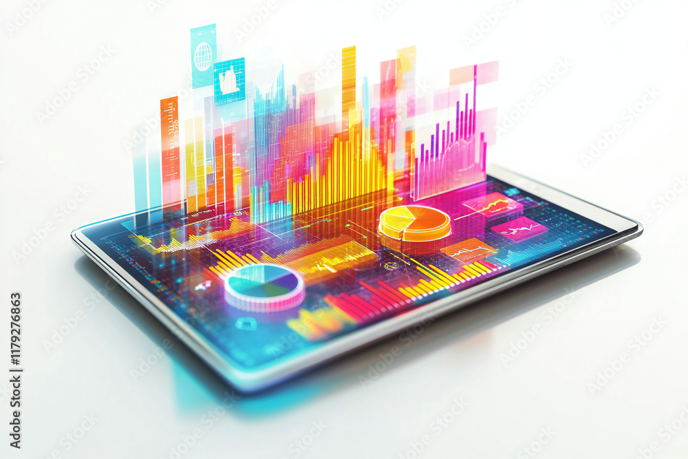 Digital analytics isometric concept. 3d graph data on phone screen, icons, virtual graphics. Statistics information report for business. illustration for app, web, SEO, financial infographic Digital analytics isometric concept. 3d graph data on phone screen, icons, virtual graphics. Statistics information report for business. illustration for app, web, SEO, financial infographic